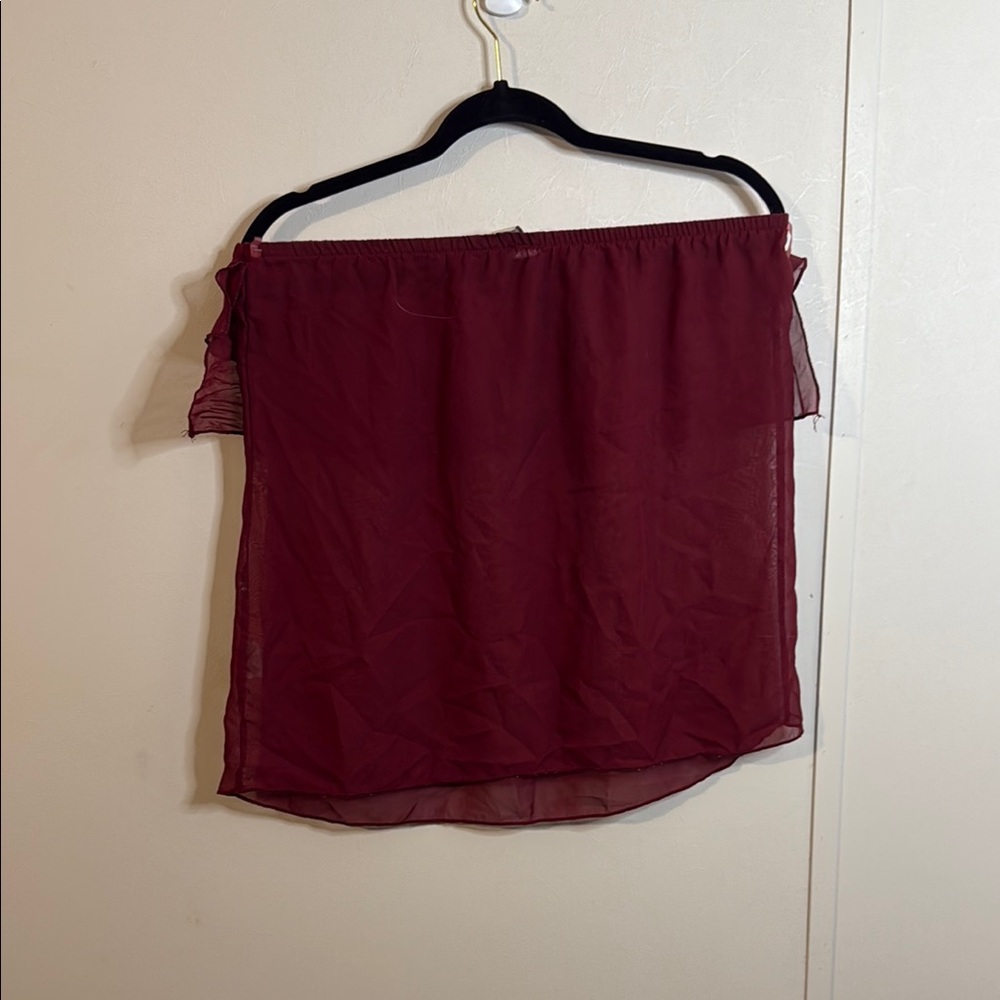 Red Ruffled Off-Shoulder Blouse - Picture 3 of 3